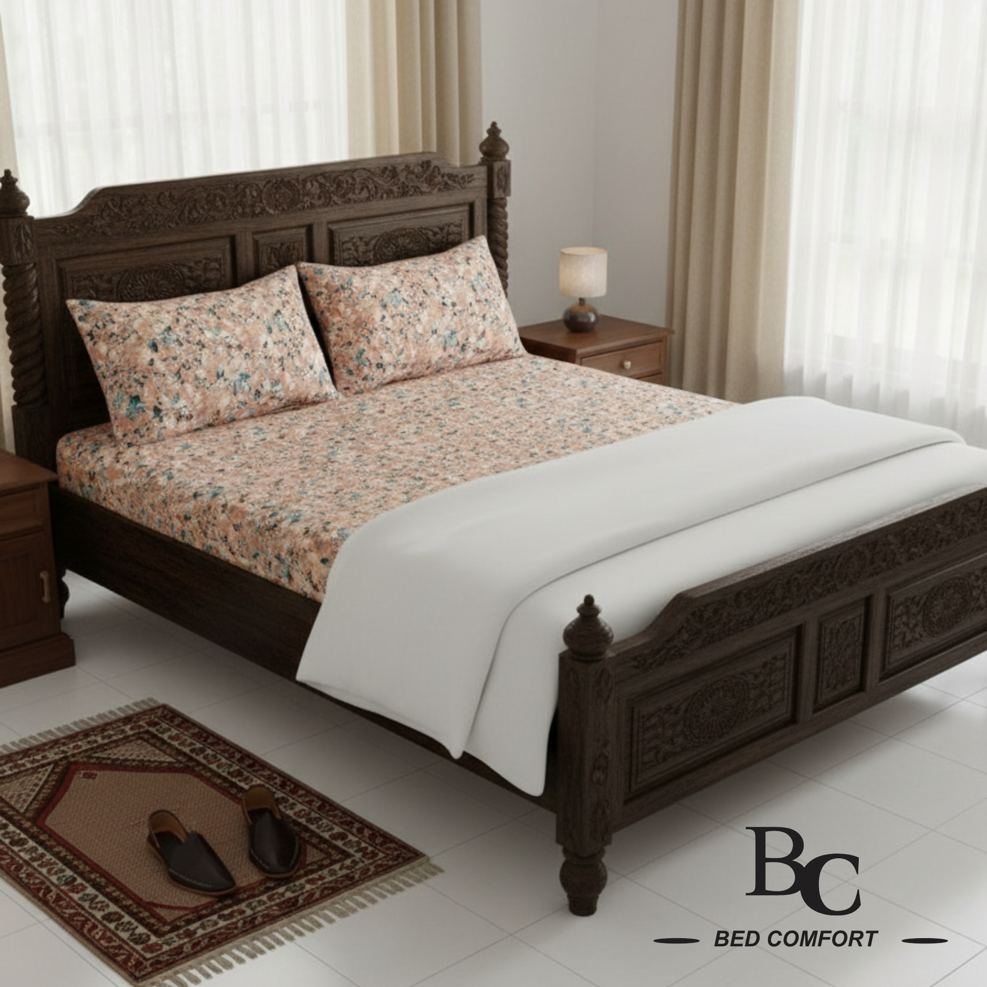 Crimson Lattice Firell Bedsheet