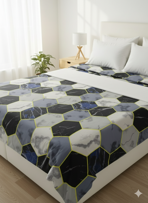 3D Hexa Marble Bedsheet