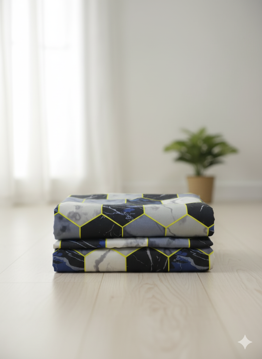 3D Hexa Marble Bedsheet
