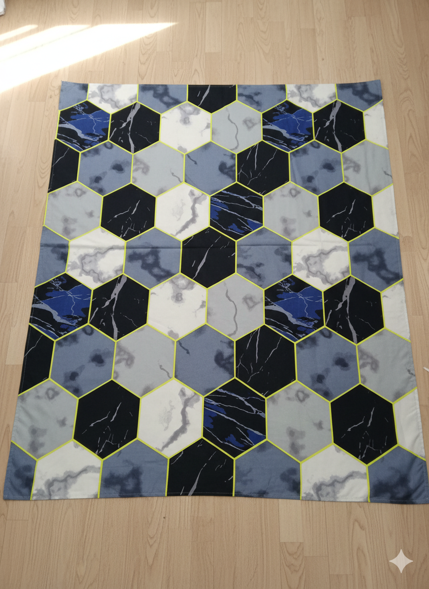 3D Hexa Marble Bedsheet