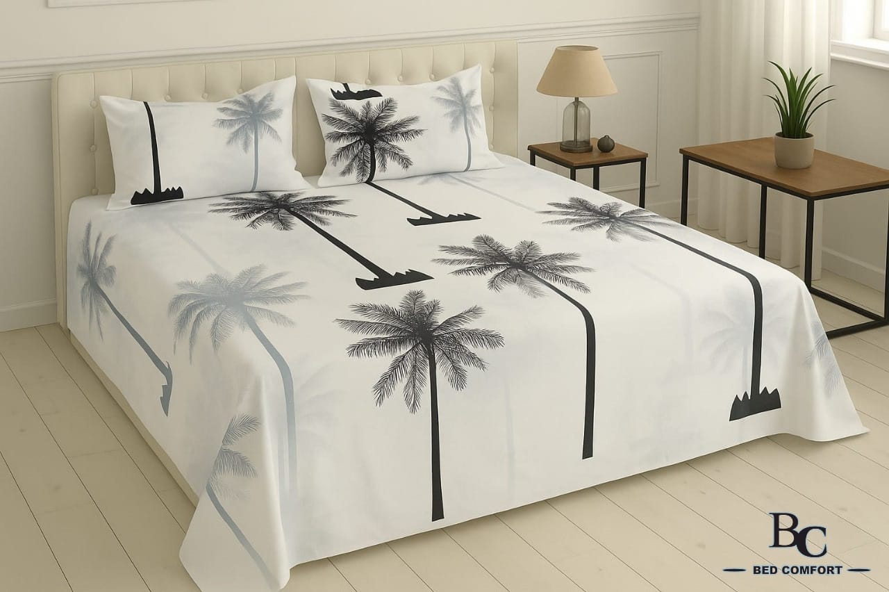 Island Palm Printed Bedsheet