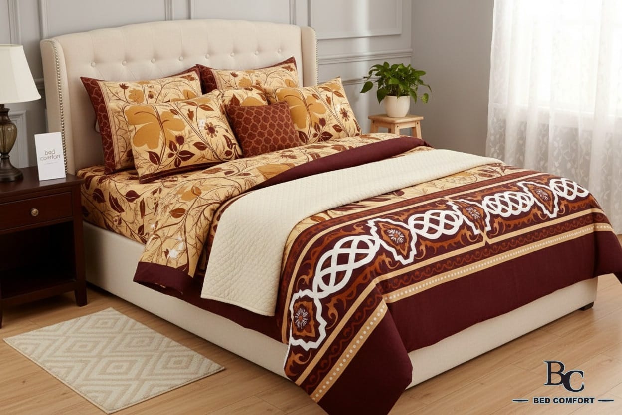 Gold Harvest Printed Bedsheet