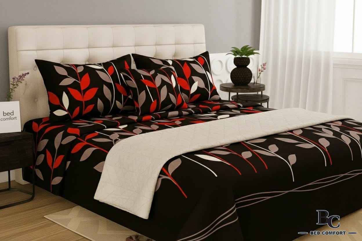 Midnight Ember Printed Bedsheet